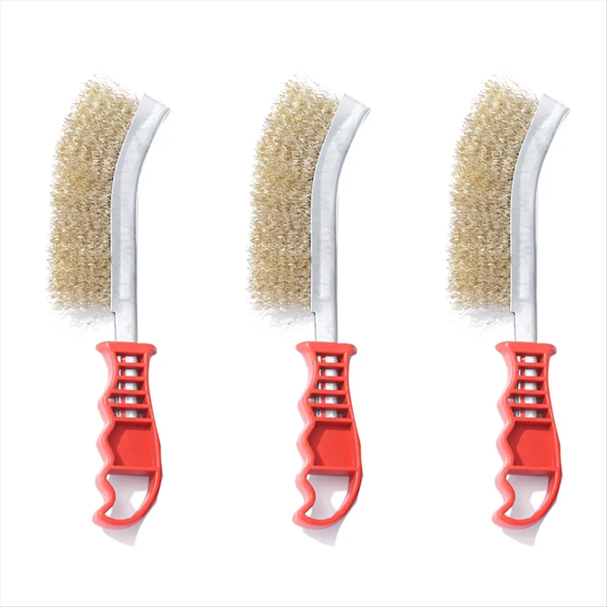 AA189~3PCS Multi-Function Tool Wire Brush Copper Plated Cleaning Brush Long Handle Kitchen Grill Special Plate Rust Removal B