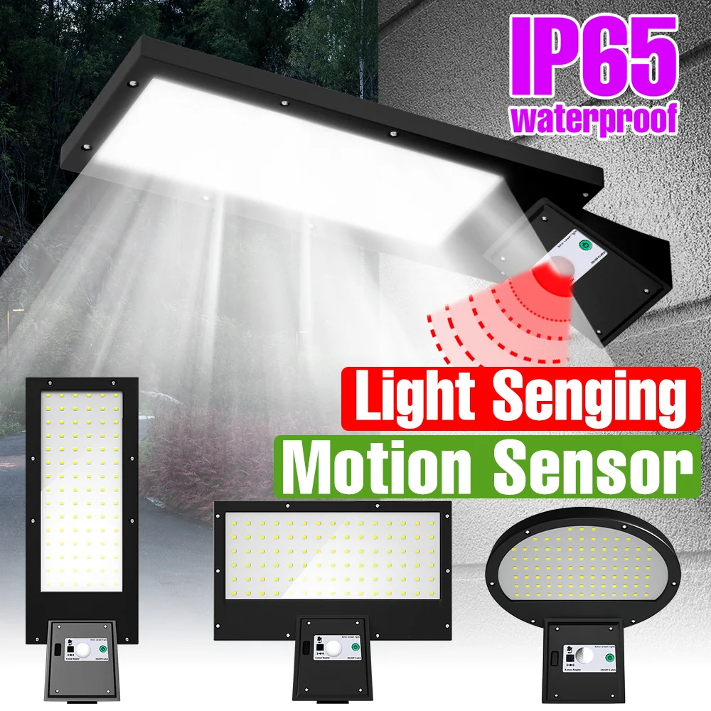 

Светодиодный уличный светильник на солнечной батарее с датчиком движения, водонепроницаемый, для наружного освещения, аварийное освещение с пультом ДУ, настенные светильники для улицы