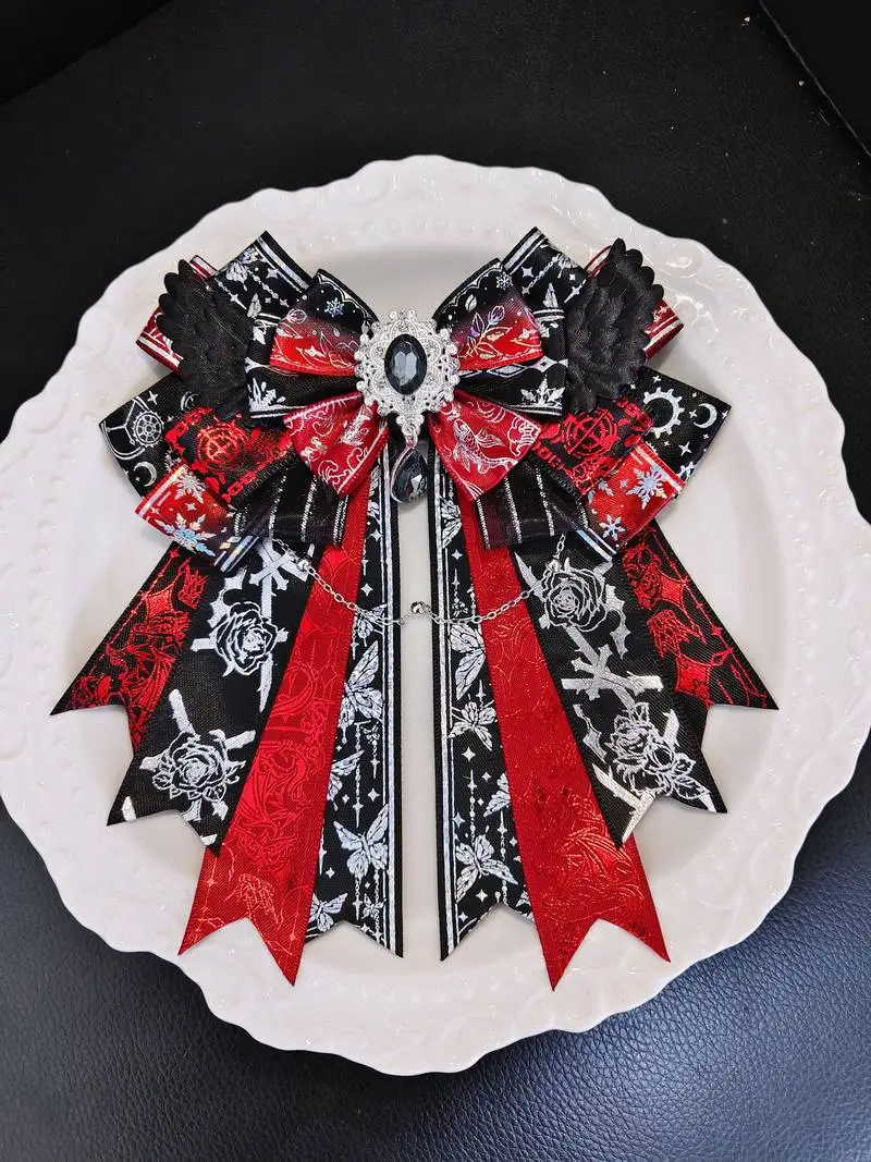 Original Handmade bow ribbon Decoration Black Gold Double Layer Butterfly Knot Pin For Ita Bag concert light stick Fan Badge DIY - view 6