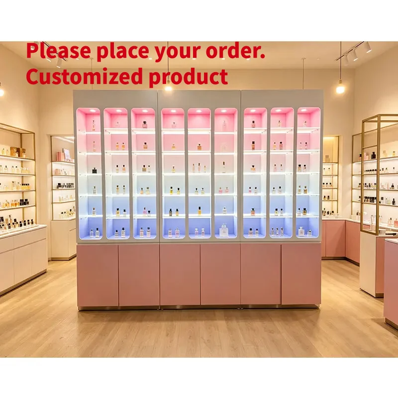 custom.Store Design Cosmetics Make up Display Cabinet Perfume Display Rack Skin Care Products Showcase Display Cabinet