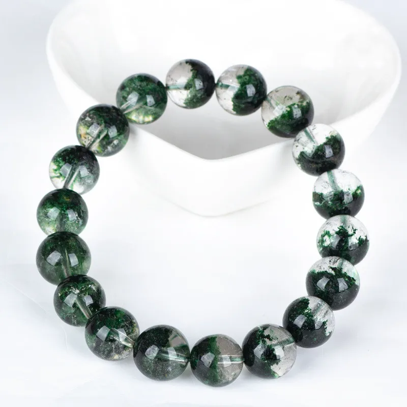 Natural Green Phantom Quartz Clear Round Beads Bracelet Women Men Phantom Jewelry 8mm 9mm 10mm 11mm 12mm 13mm AAAAAA