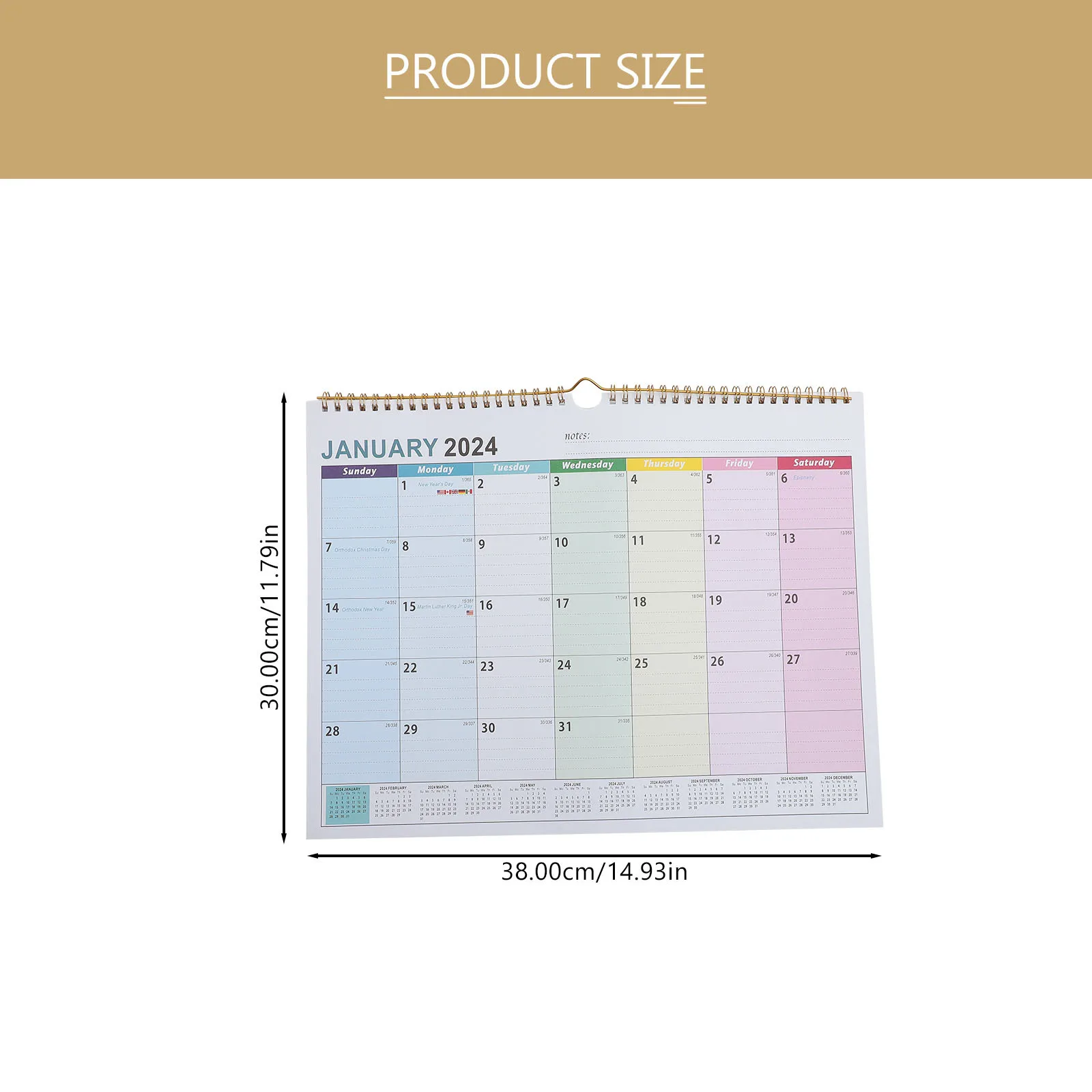 Wandkalender 2024, monatlicher Hängekalender für Büro und Zuhause, robust, täglich für den Heimgebrauch, Hinweis-Countdown-Kalender