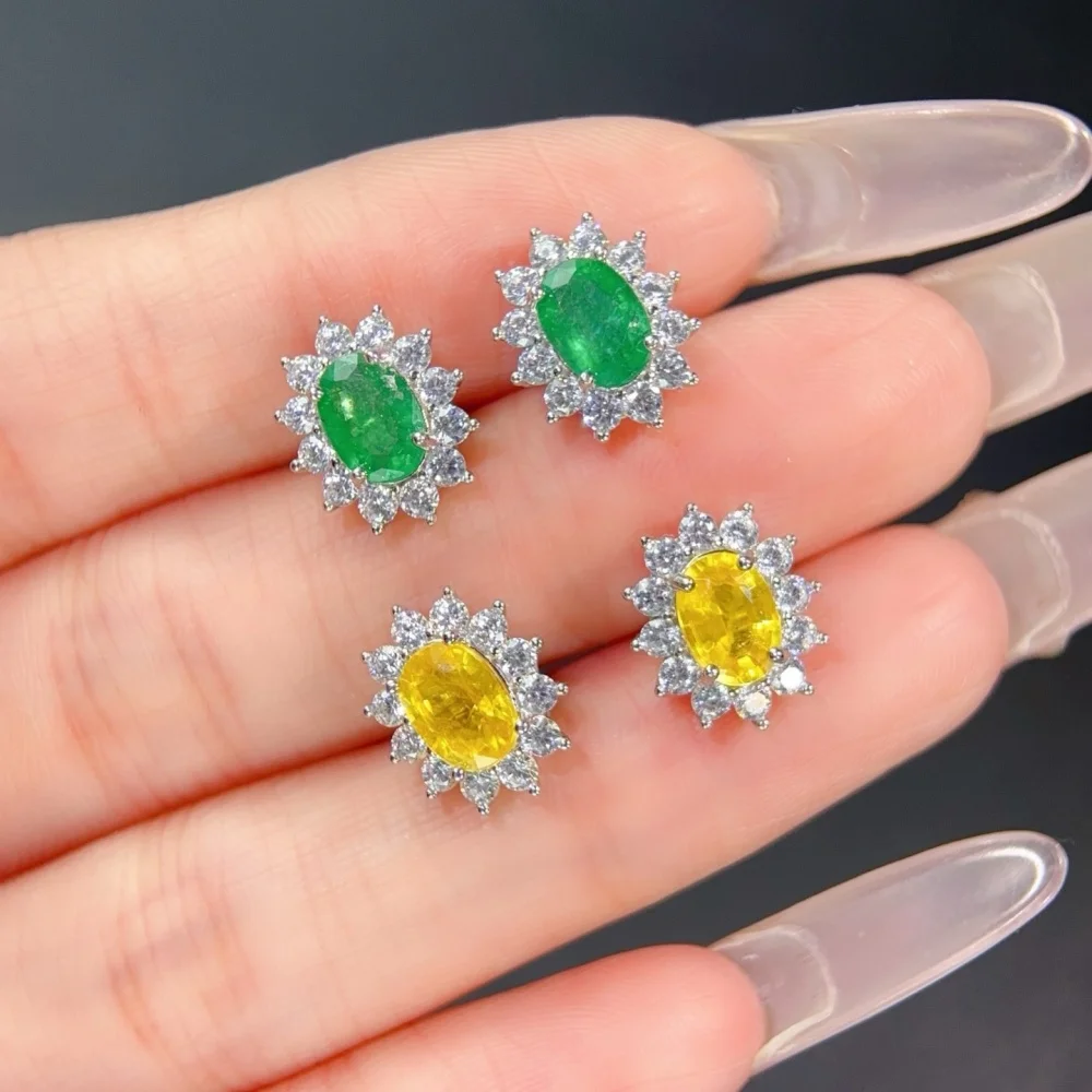 

S925 5×7mm Sterling Silver Natural Gemstone Earring for Women Fashion Healing Jewelry Stylish Accessory Sweet Gift