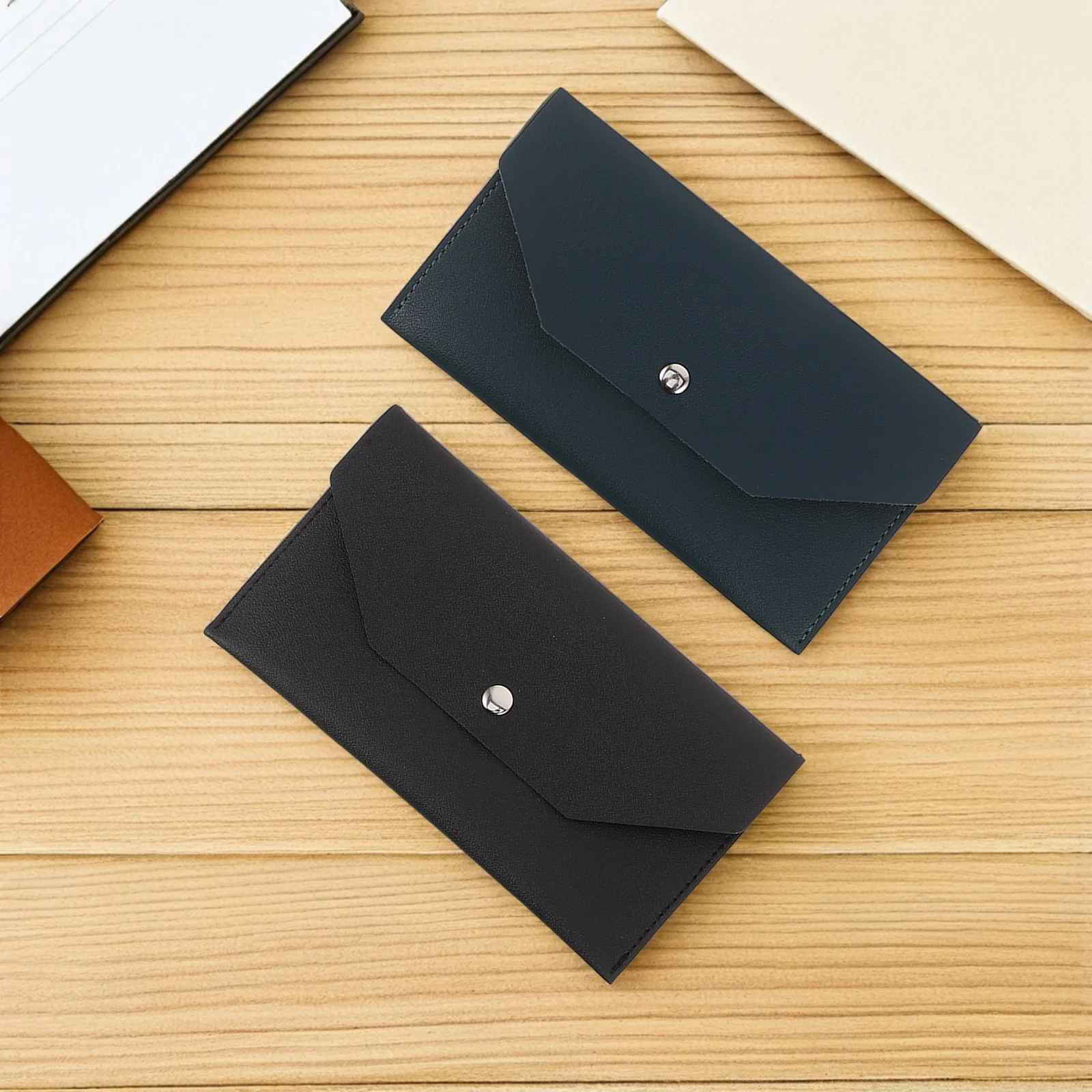 

3Pcs Women's Cash Envelope Wallet PU Thin Card Holder Compact Money Organizer for Travel Office Daily Use Gift Idea