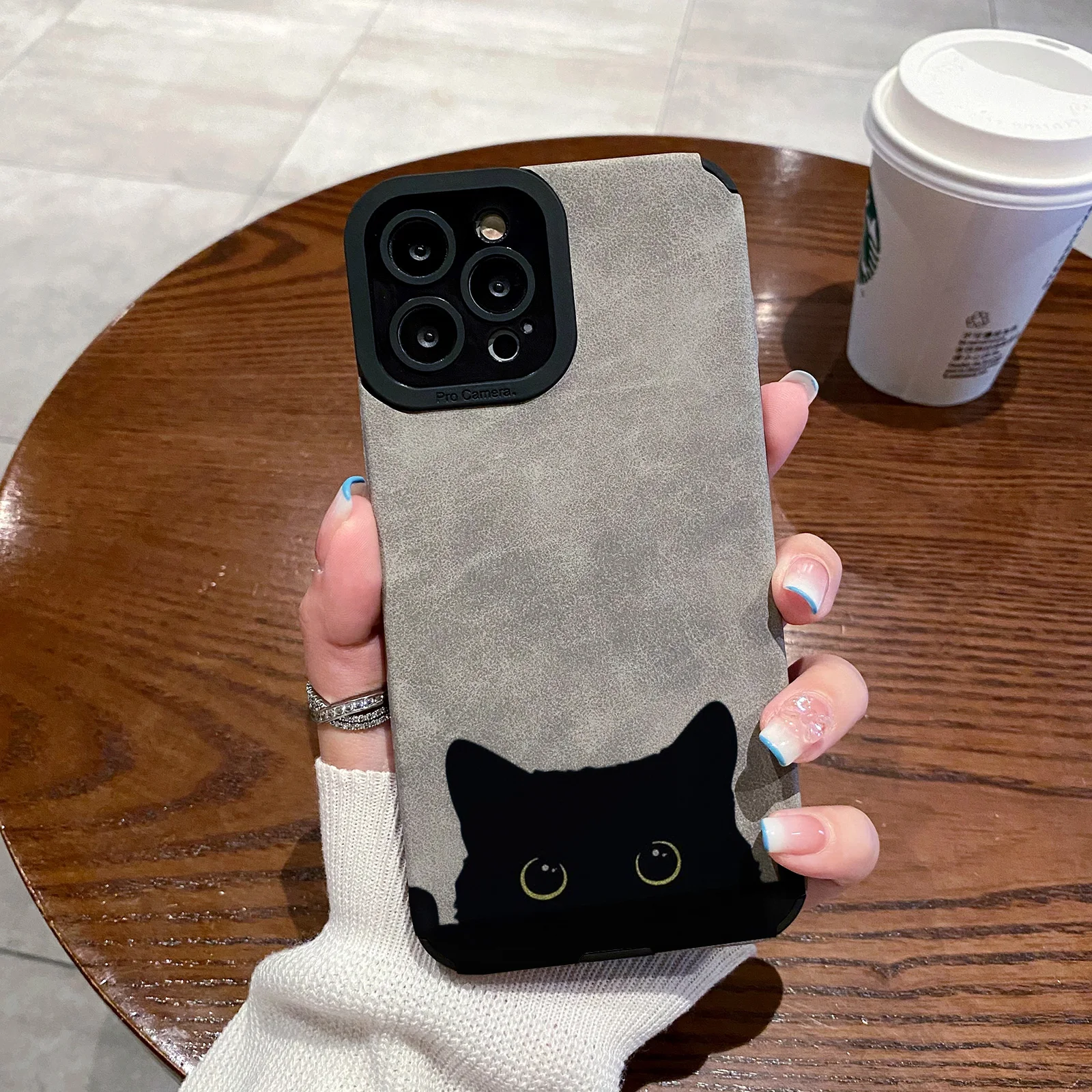 Luxtury Black Cat Leather Phone Case For iPhone 16 Case iPhone 16 15 14 13 12 11 Pro Max Case X XS XR 7 8 Plus SE Silicone Cover