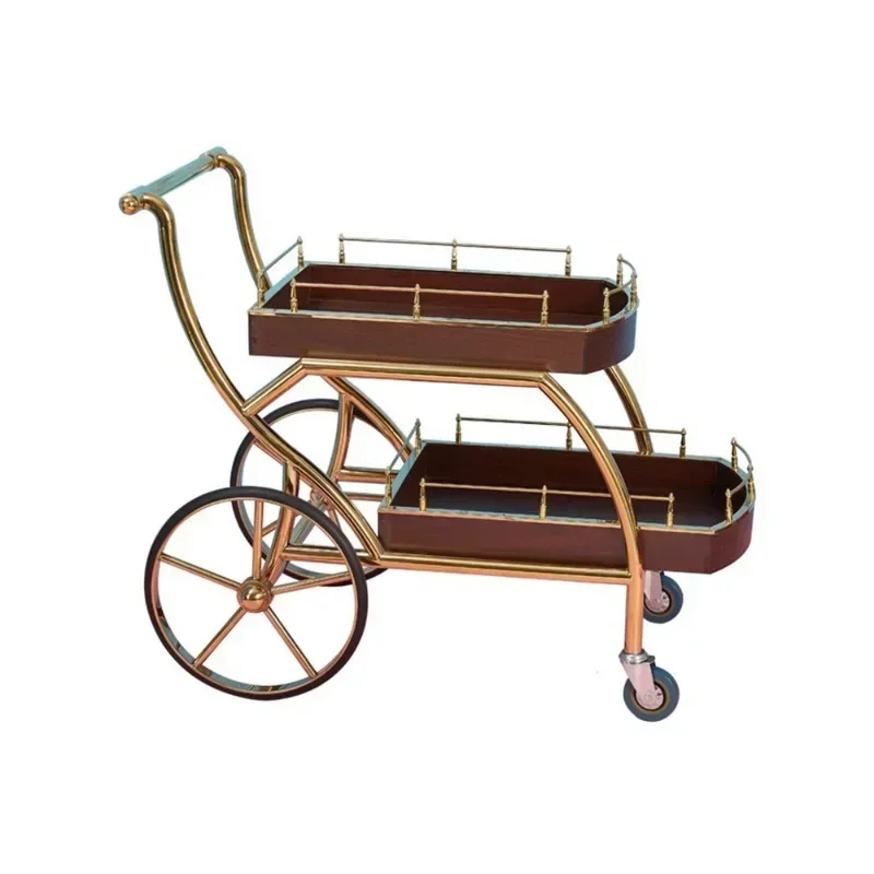 Stainless steel wine cart Second floor hotel service Trolley Dining  Dim sum tea cart