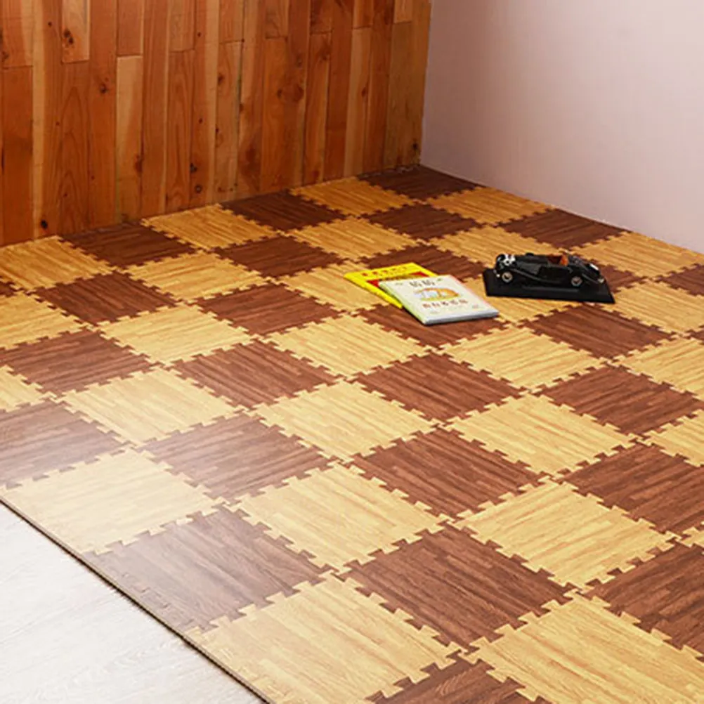 8Pcs Eva Yoga Mat Interlocking Floor Mat 30Cm Square Dark Wood Grain Exercise Gym Fitness Crawling Pad Crawling Pad