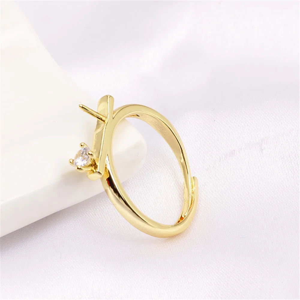 Domestic 14k Gold Plated Color Retaining Pearl Ring Holder with Simple Temperament DIY Ring Accessories for Women