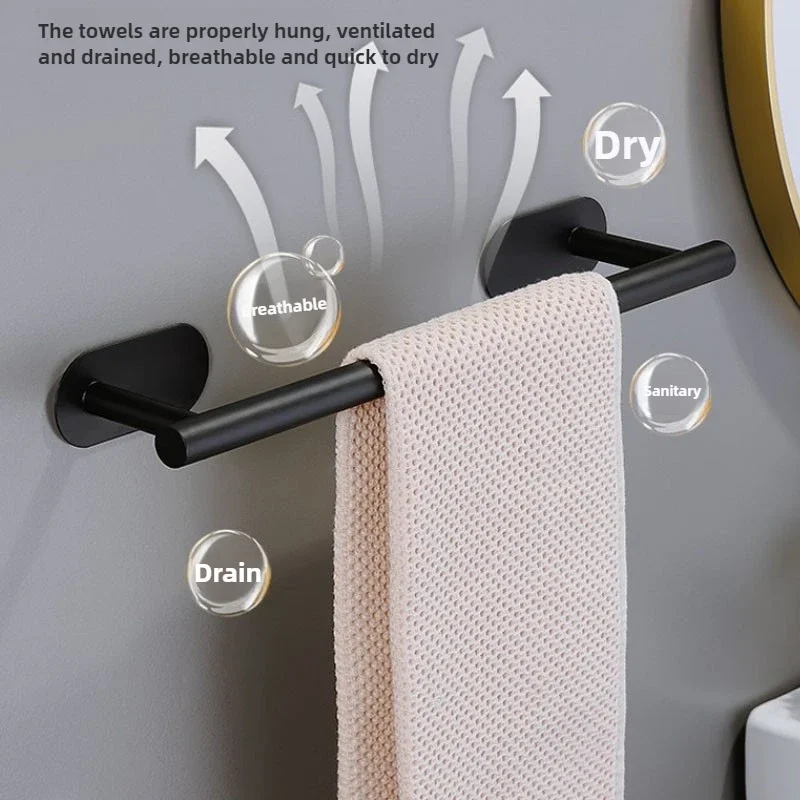 40 cm ohne Bohren, Handtuchhalter für Badezimmer, Wandbehang, Handtuchhalter, selbstklebender Handtuchhalter aus Edelstahl