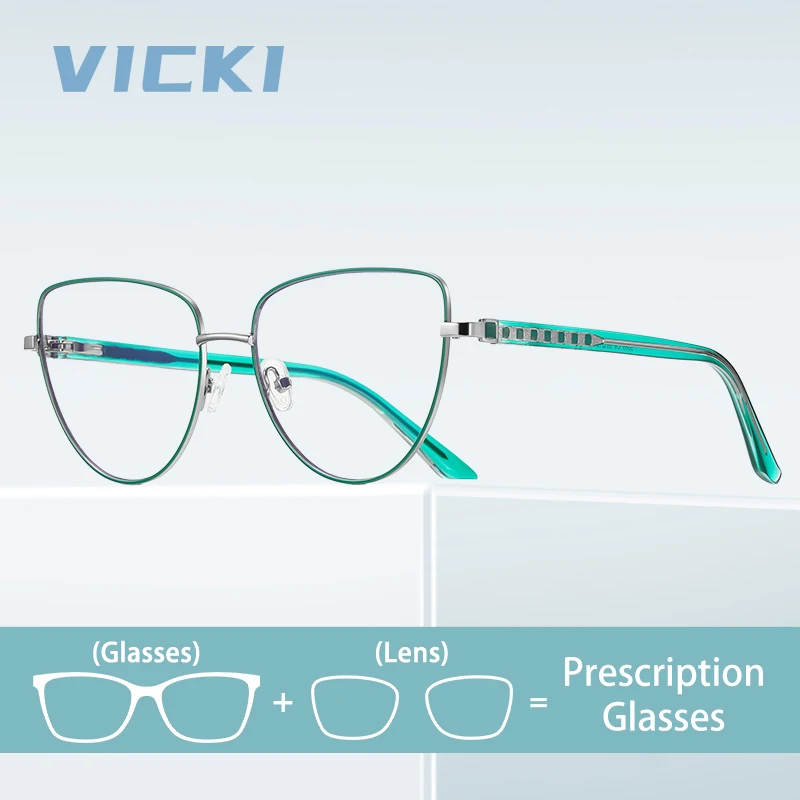 

VICKI Women's Temperament Metal Arc Glasses Can Be Customized Prescription Anti-blue Photochromism Six Colors PFD3065