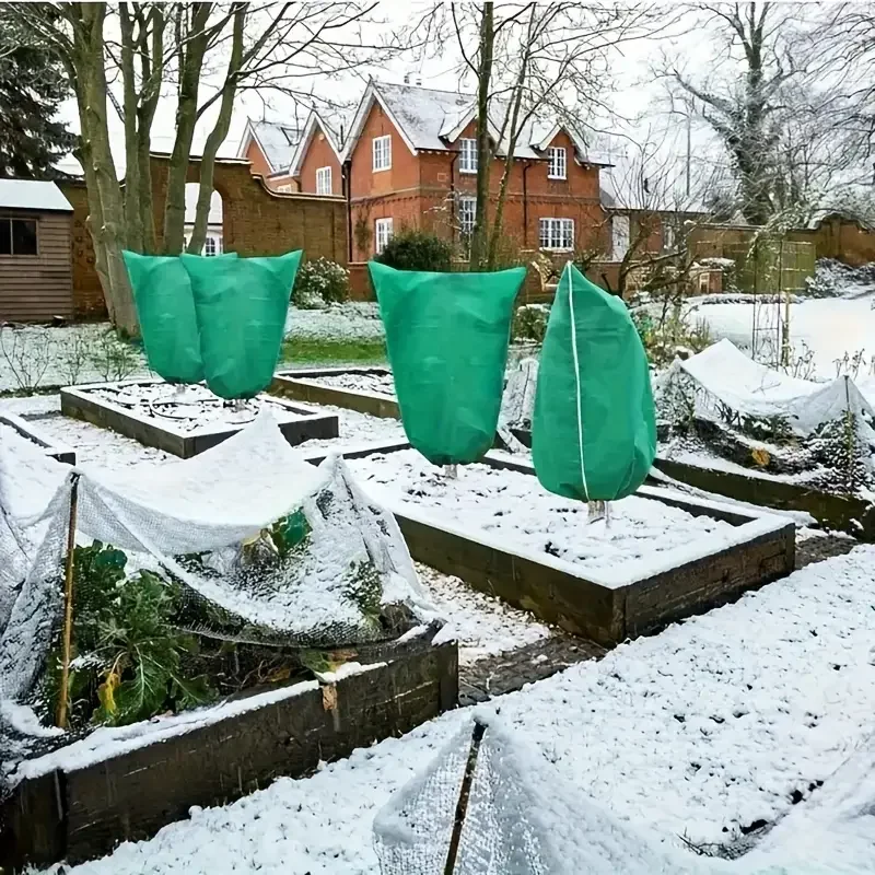 

Набор из 4 зимних защитных чехлов для растений с застежкой-молнией и шнурком для сада, двора, морозостойкого щитка для растений