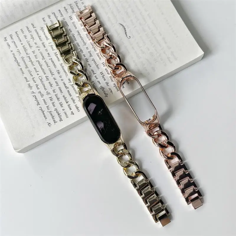 Metal Denim Chain Strap for Xiaomi Mi Band 8 7 6 Replacement Smart Bracelet for MI Band 6 5 4 3 Stainless Steel Belt Accessories