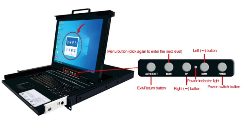 Switcher KVM HDMI 4K 30Hz montato su rack Console KVM LED Scatola commutatori tastiera e mouse a 16 porte