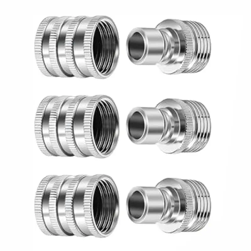 J1UL1N Garden Hose Quick Connect Release Connector 3X Stainless Steel 3/4 Inch Water Hose Fittings