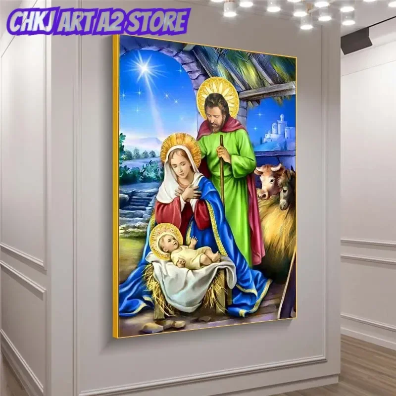Figure The Birth of Jesus Oil Painting on Canvas Wall Art Posters Prints for Living Room Bedroom Wall Picture Home Cuadros Decor