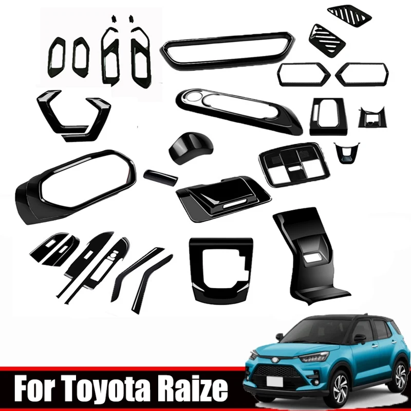 RHD For Toyota Raize A200 2020 2021 2022 Black Gloosy Armrest Window Switch Center Console Gear Box Panel Cover Trim Accessories