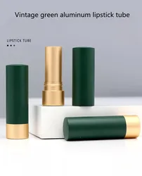 10-50pcs 12.1mm Matte Green/Black Lipstick Tube Empty Round Lipsticks Shell Aluminum Empty Lip Balm Tubes DIY Makeup Tools