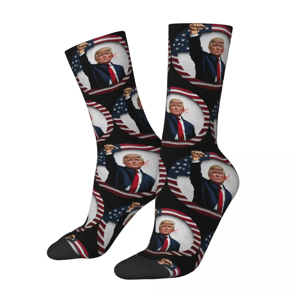 Funny Happy Donald Trump Assassination Attempt 2024_1 Men's Socks Retro Harajuku Donald Trump Hip Hop Novelty Seamless Crew