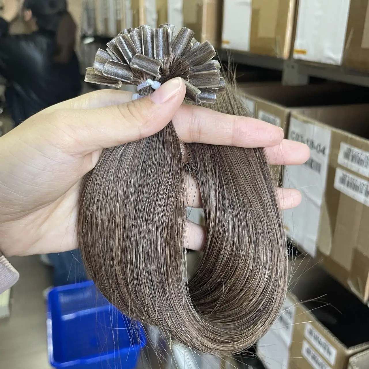 U Tip Hair Extensions Human Hair 12-20 inches Brown Color 8# Nail U Tip Hot Fusion Hair Extensions Invisible Keratin Hair