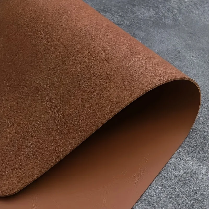 4pcs, Leather Placemats, Rectangular, Waterproof, Heat Insulated Table Mats For Dining Kitchen, Brown Cowhide Pattern Design