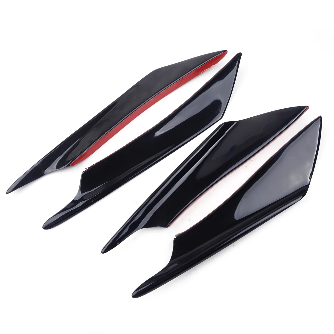 

4 шт., передний бампер, боковые канады, сплиттер, спойлер для тела, плавники, глянцевый черный