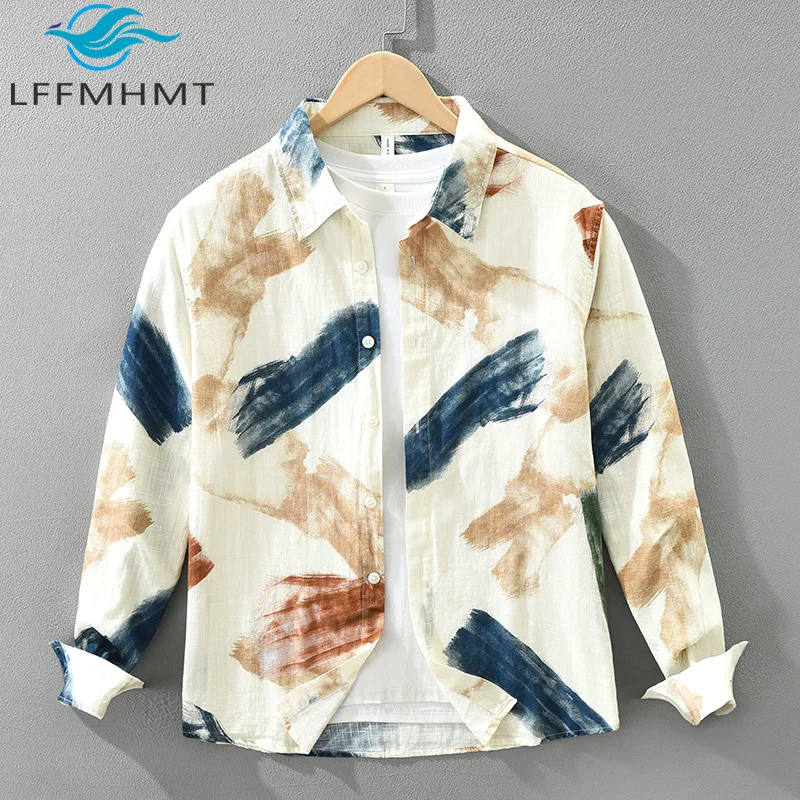 

7793 Japan Style Good Quality 100% Cotton Men's Daily Work Shirt Spring Fall Fashion Vintage Long Sleeve Loose Casual Tops Male