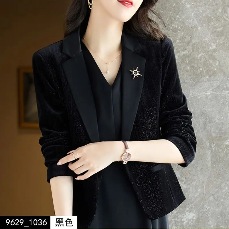 Petite Velvet Blazer Set 2024 Spring Fall Short Jacket & Skirt Casual Office Suit