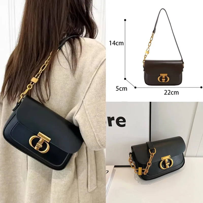 

New Bag Chain Female Shoulder High Quality Bag Retro Senior Texture Armpit Hundred Crossbody Saddle Bag High Value