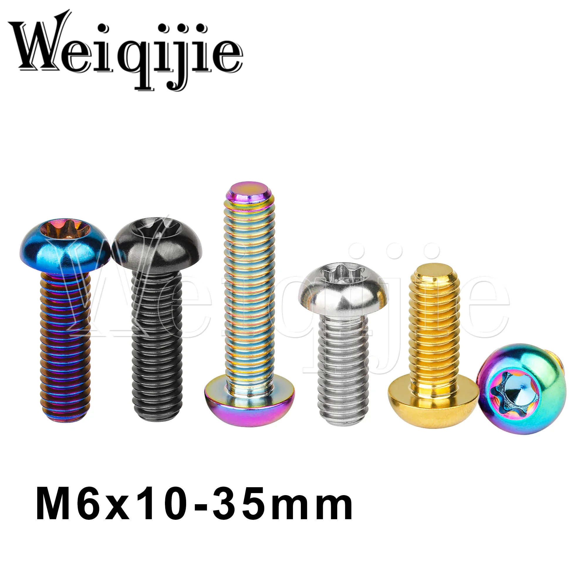 

Weiqijie 6PCS Titanium Bolt Half Round T30 Torx Head Screws M6x10 15 20 25 30 35mm for Motorcycle Car Cycling Refit