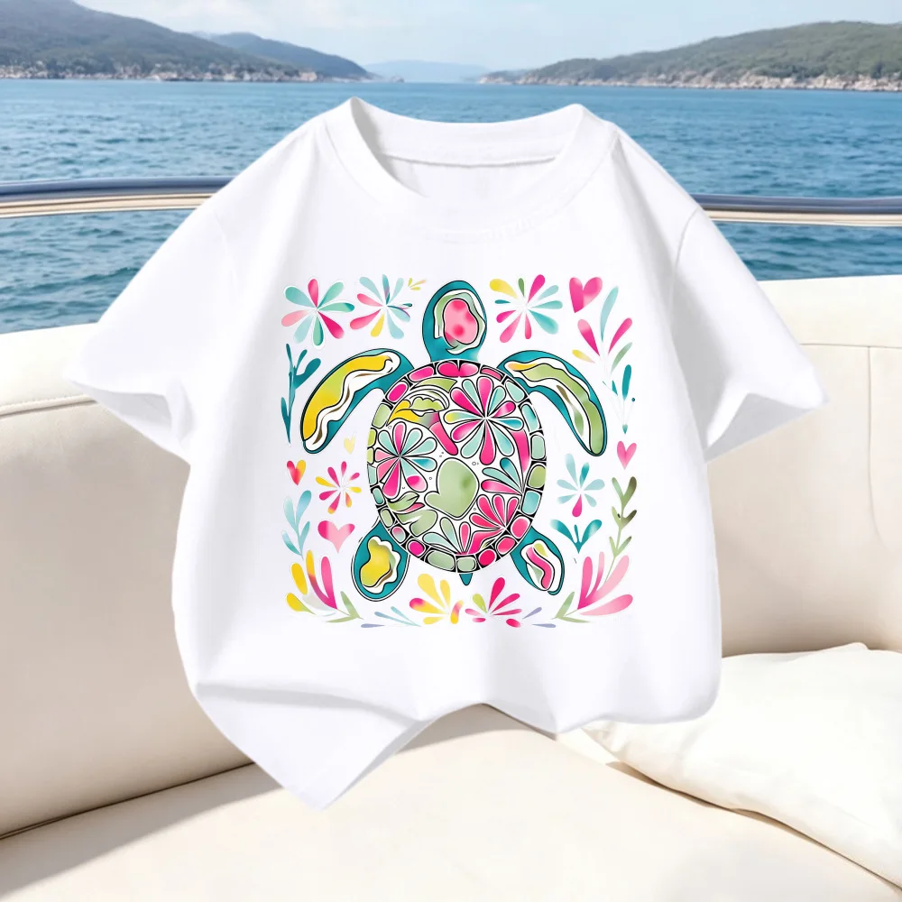 Cross-border children's t-shirt cartoon print loose round neck girls short-sleeved casual tops summer children's clothes childre