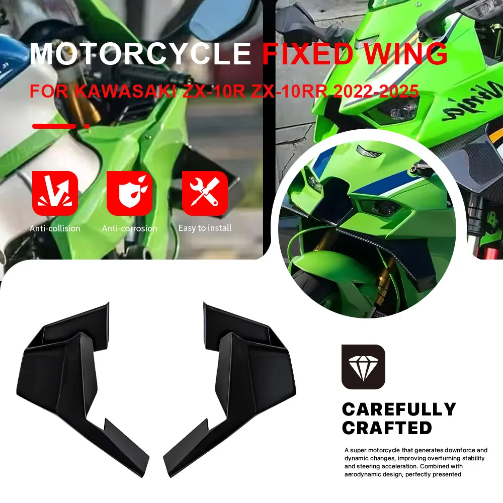 

For Kawasaki ZX-10R ZX-10RR 2022-2025 Motorcycle Aerodynamic Fixed Wing Spoiler Fairing Side Winglet Windshield Wing Aileron