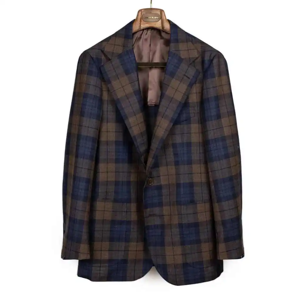 Vintage Check Men Suit Single Breasted Short Man Coat Casual Notched Lapel Business Blazers Overcoat High Quality Customized