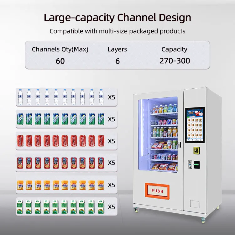 Fully Automatic Snack Beverage Vending Machine Multi‑payment Mode 220V for Hospital Support Cloud Inventory Checking
