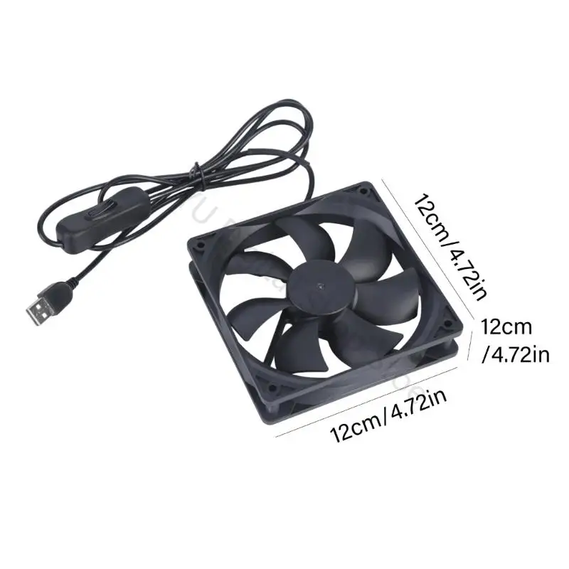 96BA Inline Control USB-Lüfter, bürstenloser 120-mm-Lüfter mit quadratischem Gehäuse, Eckmontagelöchern und USB-Stecker für – Detail 6