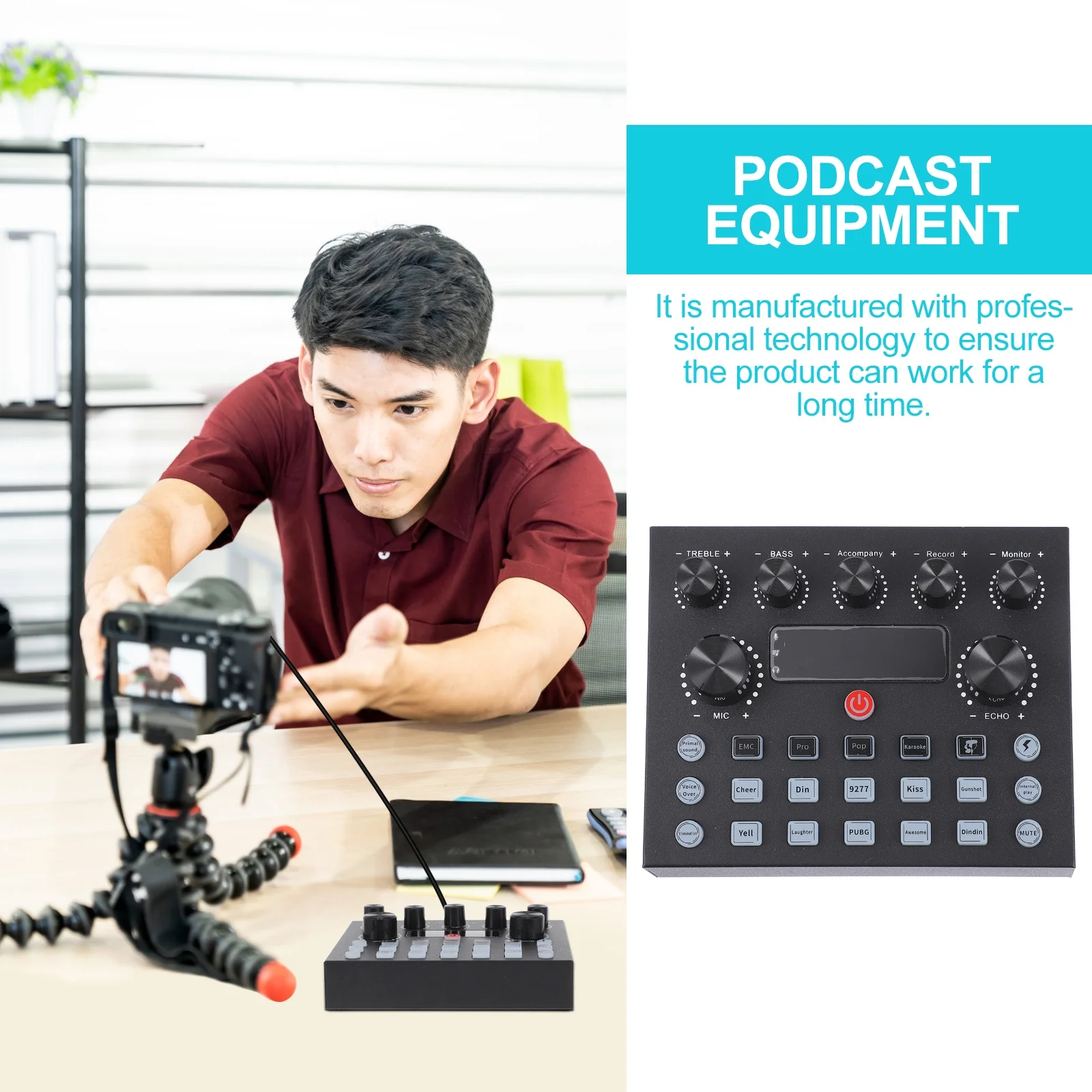 

12 Types External Sound Card Colorful Lighting Dj Equipment Live Sound Card For Podcast Music Mixer Voice Changer