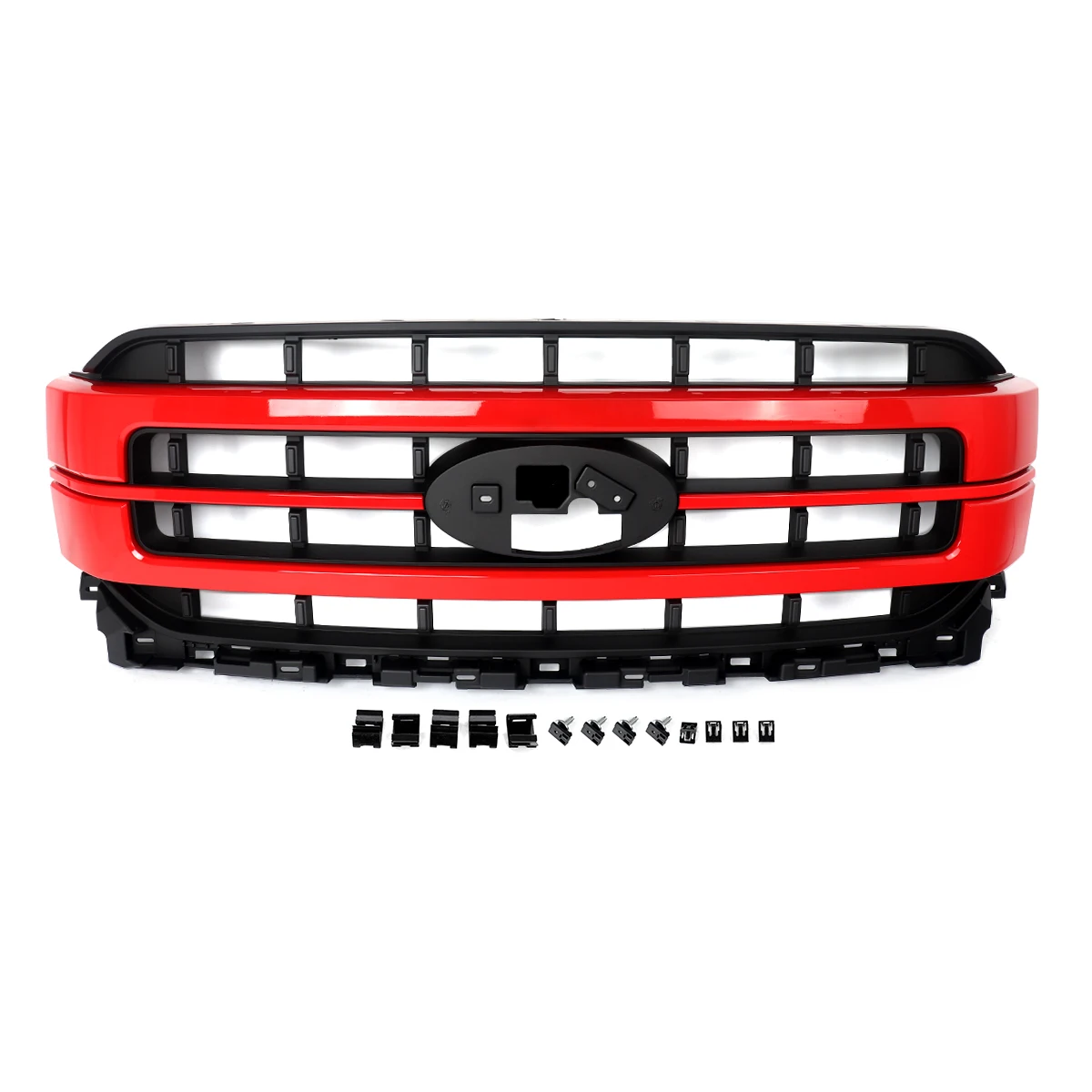 Front Bumper Grille Racing Grills Red Front For Ford F-150 Lariat 2021-2023 Front Inlet Grid Intake Grille Radiator Mesh Grid