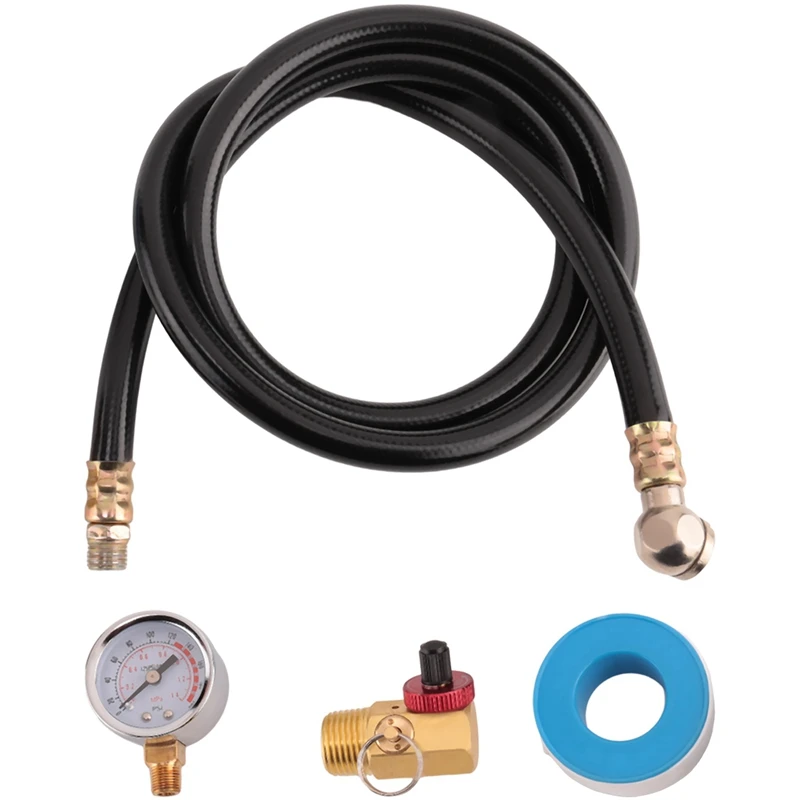 

Air Tank Valve Kit With Gauge,Come With 2 Inch Pressure Gauge 1/8 Inch NPT,4 Ft Air Hose 1/4 Inch Knob Air Tank Manifold