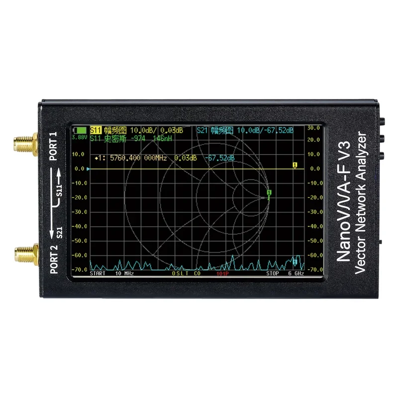 1M-6GHz NanoVNA-F V3 4.3 Inch 6GHz HF VHF UHF Antenna Analyzer SWR VNA Meter  4500MAh Battery