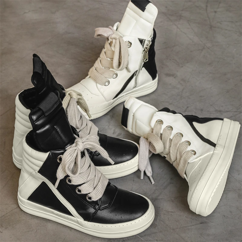 Pu Leather Shoes for Men Fashion Ankle Boots Comfortable High Top 2026 Autumn New Man Casual Shoe Outdoor Anti Skid Sneaker Male
