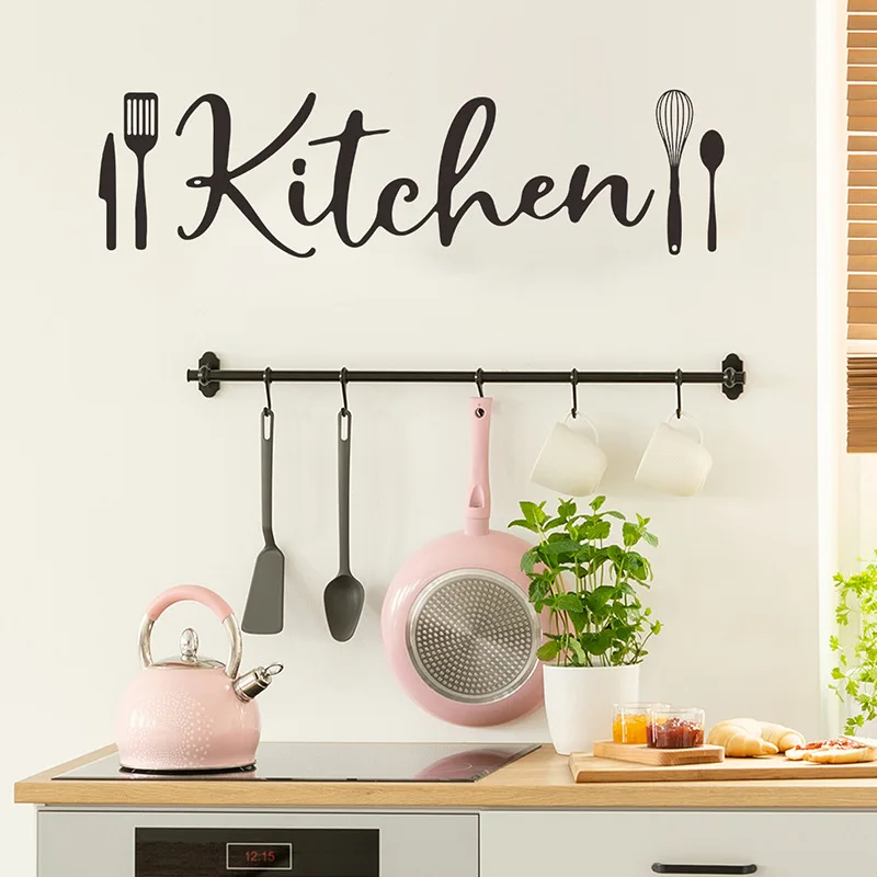 English Slogan Kitchen Wall Sticker Restaurant Kitchen Cooktop Background Home Decoration Wallpaper Creative Pattern Stickers