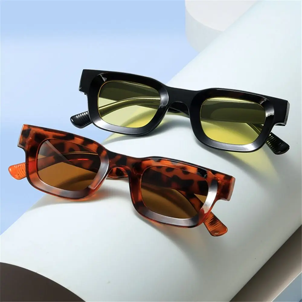 Retro Thick Square Sunglasses Chunky Beach/Travel/Streetwear Rectangle Shades UV400 Protection Eyewear for Women & Men