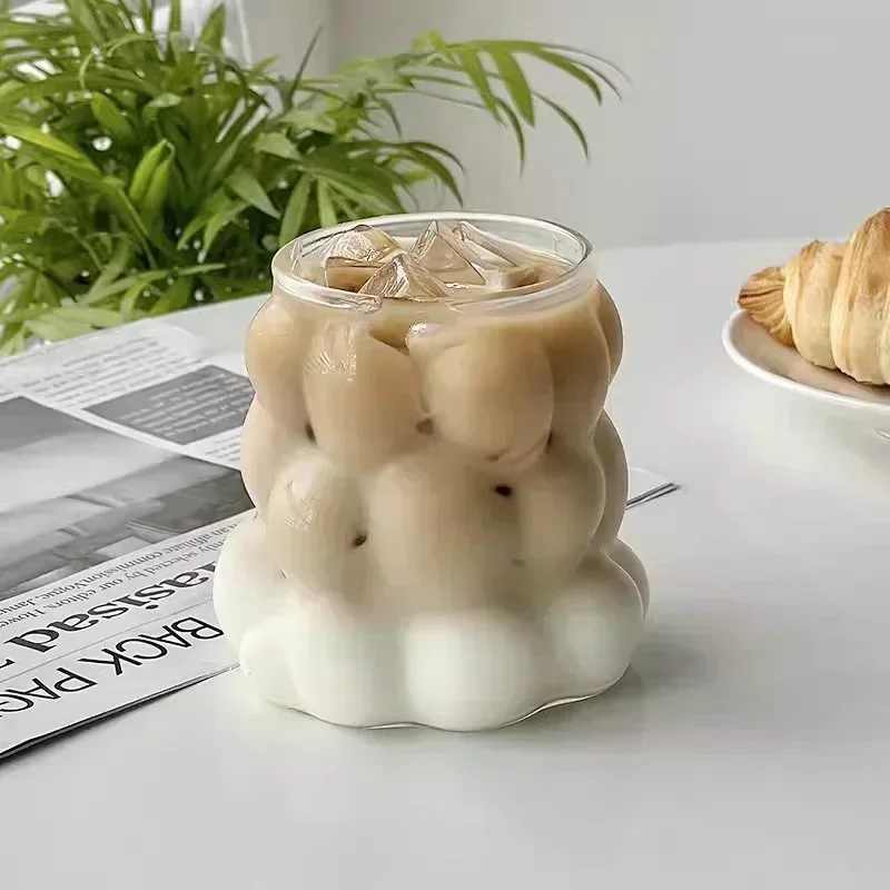 Ins Style Transparent Glass Cup Irregular Heat Resistant Coffee Mug Summer Drinks Milk Juice Water Cup Cocktail Beer Glass Cups