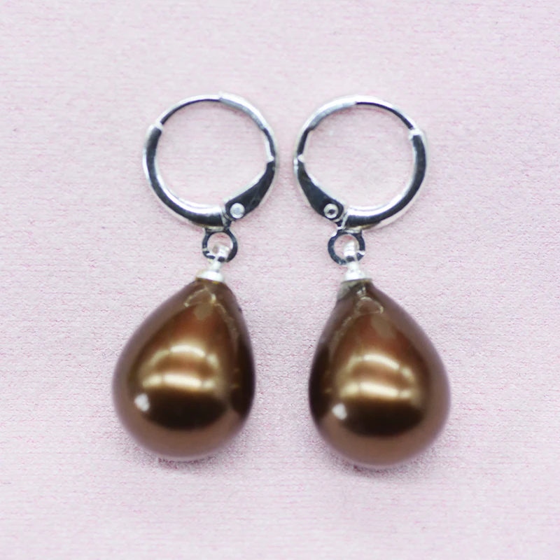 Stunning ! 12x16mm Black, white, champagne, many colors, you can choose, Sea Shell Pearl Earring AAA, the best gift for girls