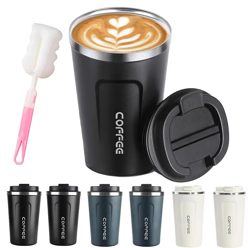 كوب قهوة Thermo Cafe، كوب ترمس للسيارة، كوب حراري مانع للتسرب، كوب حراري للسفر للشاي والماء والقهوة، زجاجة مياه مزدوجة من الفولاذ المقاوم للصدأ