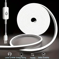 LED Flexible Strip Lights 1M/2M/3M/4M/5M Touch Sensor Waterproof Neon Light for Bedroom Decor Living Room Kitchen Cabinets Light