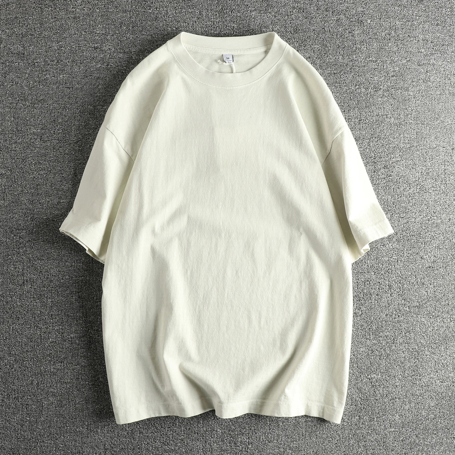 

Summer New American Retro Heavyweight Short-sleeved O-neck Solid Color T-shirt Men's Fashion 100%Cotton Washed Casual Sport Tops