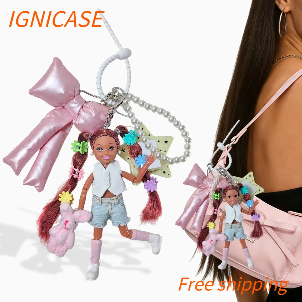

IGNICASE Dopamine Black Skin Doll Keychain Cute Star Accessories Premium Sensing Bag Pendant Color Trend Design Bag Accessories
