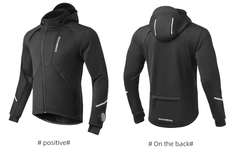 ROCKBROS Fahrrad Jacke Winter Radfahren Kleidung Thermische Fleece Langarm Radfahren Bike Kleidung Wärmer Winddicht Sportswear – Detail 3