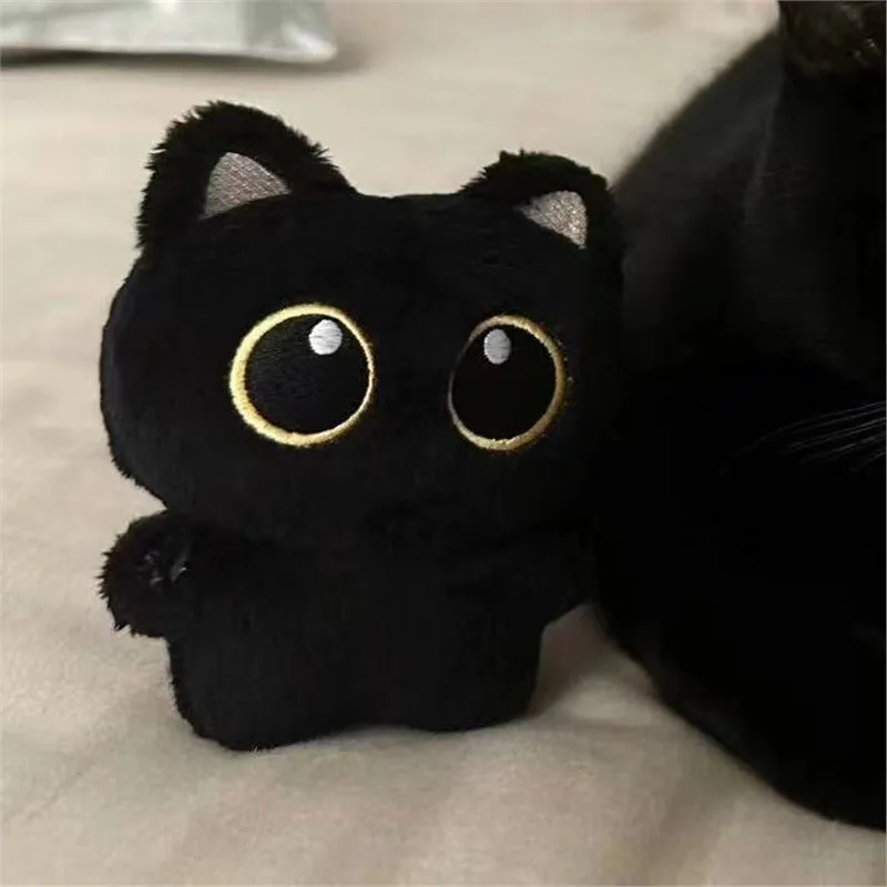10 cm mignon chat noir en peluche poupée petit pendentif câlin oreiller coussin Ins chat noir en peluche poupée pour garçon fille cadeaux d'anniversaire