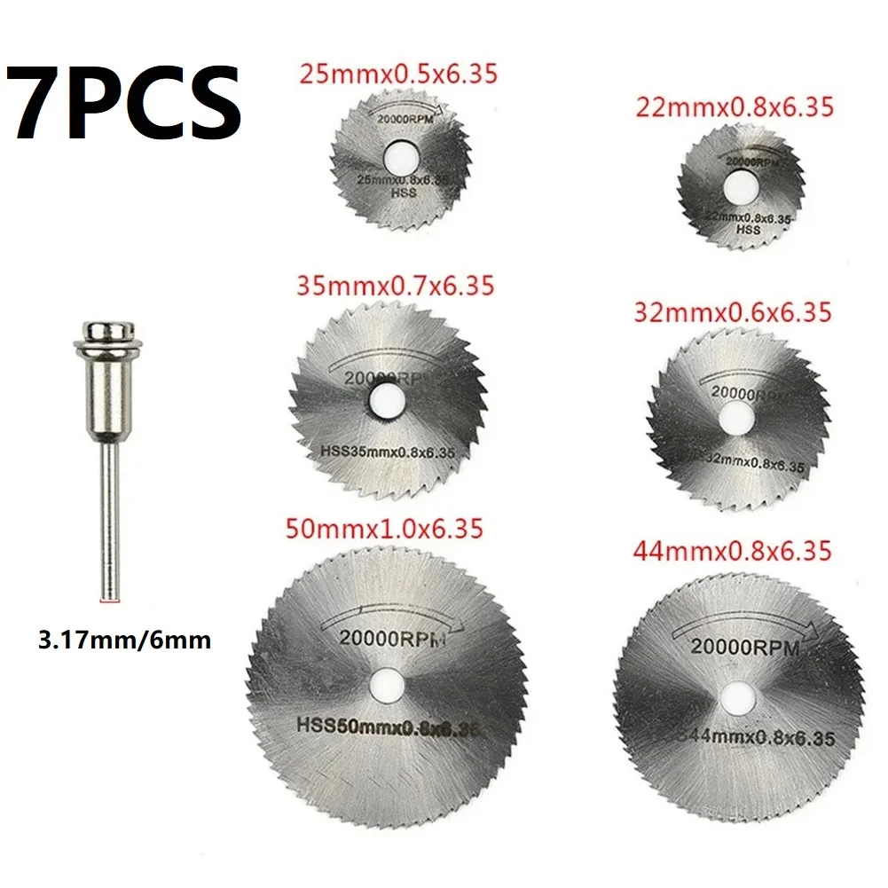 เครื่องมือโรตารี่ใบมีดเงิน 7 ชิ้น Mini HSS สําหรับเครื่องตัดโลหะบดล้อ Mini Circular ตัดโรตารี่เครื่องมือ